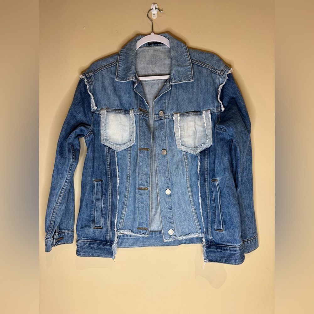 FASHION NOVA Blue Denim Button Down Long Sleeve Jacket